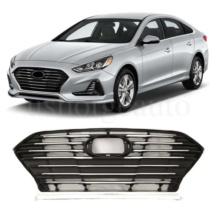 Upper Front Bumper Grille Grill Mesh Chrome For 2018 2019 2020 Hyundai Sonata - Image 1 of 4