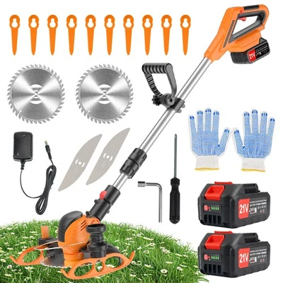 MARKENLOS Akku Rasentrimmer Mit 2 Akku und Ladegerät Freischneider Motorsense 21V Edger