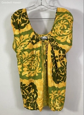 MANUHEALI'I Yellow Short Sleeve Pull-over Rayon Blouse Women - Size XL - Image 1 of 4