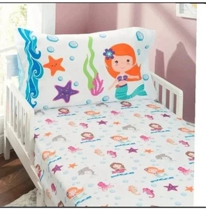 Mädchen Twin Bettlaken 4 Stück Set Unterwasser Meerjungfrau Neu mit Etikett - Bild 1 von 7