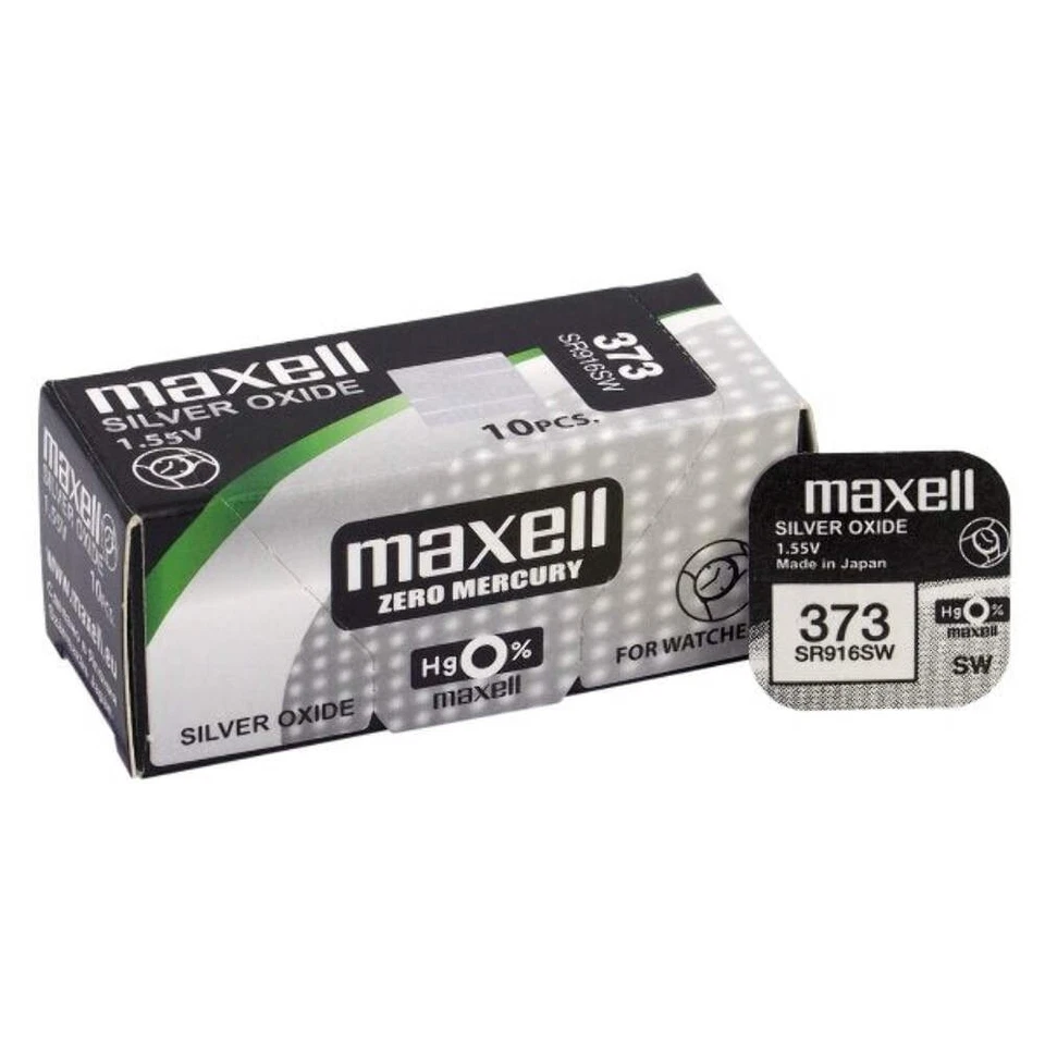 10 Maxell 373 SR916SW Piles Argent Oxyde 1.55V Pour Montres NEUVE - Photo 1/1