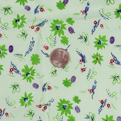 Tela Floral De Colección Divertida Estampado Verde Azul Rojo Púrpura Mezcla de Algodón 2 Yardas x 43" Foto 1 de 4