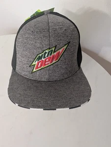 Mountain Dew Iconic Logo Gray Black Snapback Hat Cap New Fast Shipping - Picture 1 of 9