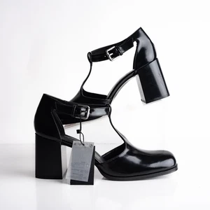 Massimo Dutti Damen Leder Heels Mary Janes schwarz US 9 EU 40 neu mit Karton 1414/450 - Bild 1 von 8