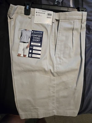 Chino corto plisado Haggar 34 con cintura expandible Foto 1 de 2