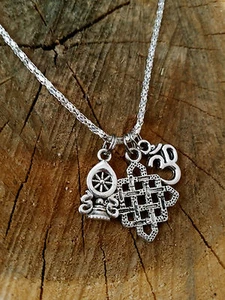Collar Good Life Karma Budista Vida Sin Fin AMOR Nudo Dharma Rueda OM 16"  - Imagen 1 de 3
