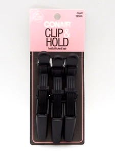 Conair Clip & Hold Hair Clips Black 3 Pcs - Picture 1 of 4