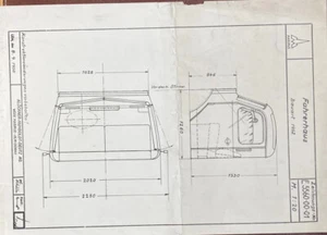 MAGIRUS DEUTZ KONSTRUKTIONSZEICHNUNG ECK-U. RUNDHAUBER FAHRERHAUS BAUART 1952 - Bild 1 von 2