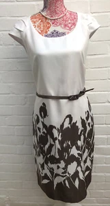 BNWT Roman Shift Dress UK 16 Ivory Brown Belted Formal Wedding Party - Picture 1 of 8