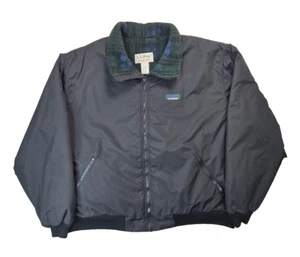 LL Bean Vintage USA Black Aztec Fleece Lined Warm Up Jacket Mens Size XL - Picture 1 of 8