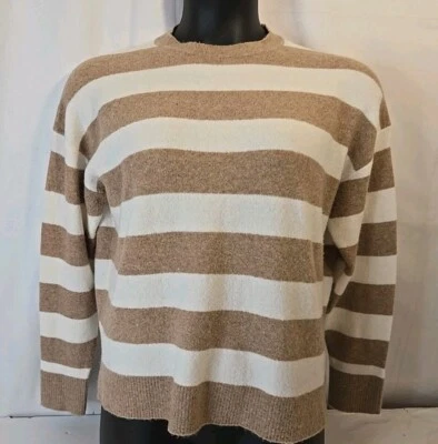 Suéter a rayas color crema y beige talla M para mujer. Mujer J. Jersey de manga larga Crew  Foto 1 de 4