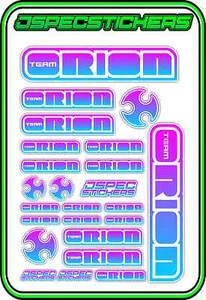 TEAM ORION RC STICKERS ESC MOTOR BRUSHLESS VORTEX CAR BUGGY JSPEC BLUE PINK W - Picture 1 of 8