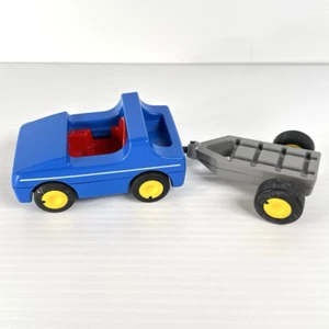 Vintage 1990 Playmobil 123 #6706 Replacement Blue Car w/ Boat Trailer - Picture 1 of 7