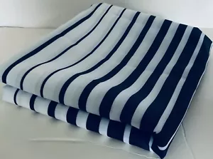 NEW - Fabric Shower Curtain Blue & White Stripe 71” x 71” Re-enforced rod holes - Picture 1 of 4