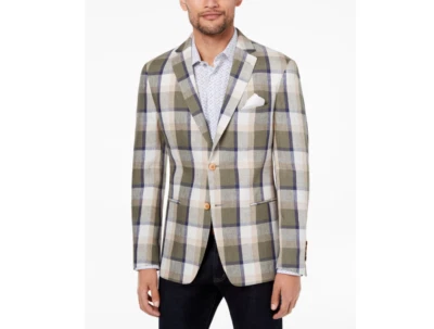 Chaqueta deportiva Tallia Orange Collection para hombre ajuste moderno oliva a cuadros VGA01TKX0287 Foto 1 de 4