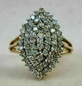 2Ct Round Cut Lab-Created Diamond Cluster Engagement Ring 14K Yellow Gold Plated - Picture 1 of 3