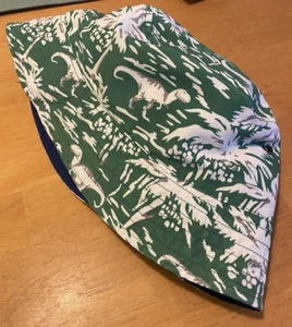 Hanna Andersson Reversible Bucket Hat Kid M 6" Green T-Rex Dinosaurs Blue Banana - Picture 1 of 8