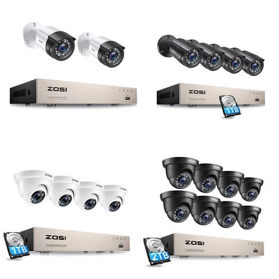 ZOSI H.265+ 8CH 1080P Überwachung Kamera Set Außen DVR CCTV HD Sicherheit Kamera - Bild 1 von 4