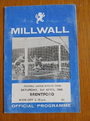 Millwall v Brentford.  2nd April,  1966. Third Division. - Image 1 of 3