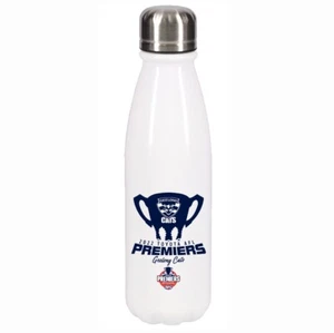 126900 GEELONG CATS 2022 AFL PREMIERS 500ML ALUMINIUM DRINK WATER BOTTLE - Foto 1 di 1