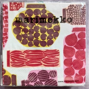 Marimekko Paper Napkins PURNUKKA red 20-count 25cm Cocktail Beverage - Picture 1 of 2