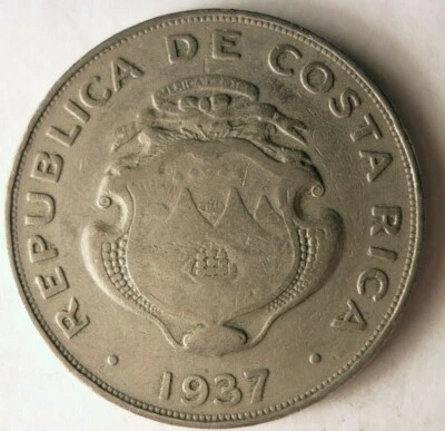 1937 COSTA RICA COLON - High Quality - FREE SHIP - Latin America Bin #1 - Image 1 of 2