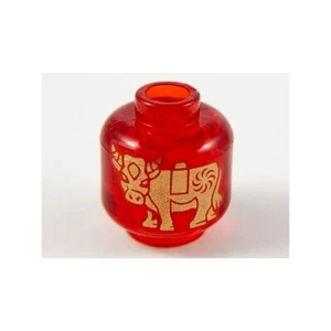 LEGO - Minifigure, Head without Face Gold Ox / Cow Pattern - Trans-Red - Picture 1 of 1