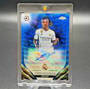 Eduardo Camavinga 2023-24 Topps Chrome UCC Blue Wave Refractor Autograph #'d /75 - Picture 1 of 10
