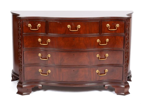 Baker Stately Home Collection Chippendale Mahogany Serpentine Chest Dresser Cover