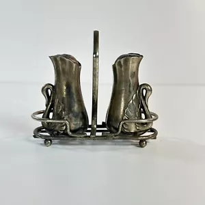 MCM French Style Silverplate Swan Salt & Pepper St with Basket - Picture 1 of 9