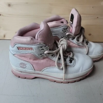 Timberland Vintage Y2K Euro Hiker Boot Rosa y Blanco Mujer Talla 6.5 Foto 1 de 4