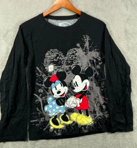 Disney Mickey Minnie Girls XL Long Sleeve T Shirt Black Rhinestone Love Crew - Picture 1 of 10