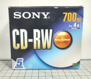 Sony CD-RW C-08229L Rewritable 5 Jewel Cases Blank Discs (700MB 1x 2x 4x) Sealed - Bild 1 von 7