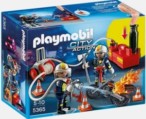 Playmobil 5365 City Action Firefighters Flaming Motorcycle Water Pump - Picture 1 of 3