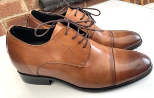 Scarpe eleganti stringate CALTO uomo taglia 8/US9D pelle marrone aumento altezza Y1002 - Foto 1 di 15