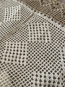 Vintage handgehäkeltes Bettbezug Sofa komplett 80x72 beige & cremeweiß wunderschön  - Bild 1 von 22