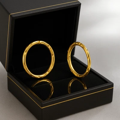 18ct Gold on Silver 925 hinged sleeper hoop earrings -6mm 8mm 10mm 12mm 16mm — 第 1/4 张图片