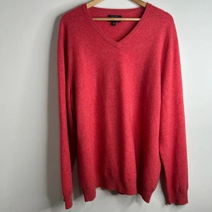 Club Room Herren XXL hellrot V-Ausschnitt 100% Kaschmir Pullover Old Money Luxus - Bild 1 von 6