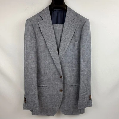 Suitsupply Mens Grey Linen Blend Suit Jacket and Pants Set - Image 1 of 4