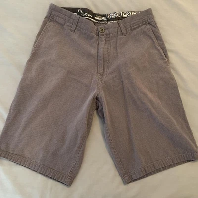 Volcom Shorts Mens 32 Gray Corduroy Chino Walk Casual Zip Fly Welt Pockets - Image 1 of 4