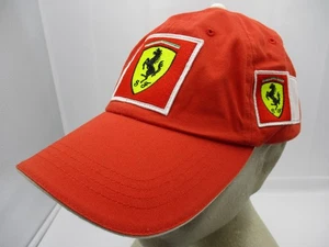 Vintage Ferrari Racing Hat Cap Mens Red Yellow Italy Mechanic Formula 1 Pit Crew - Picture 1 of 14
