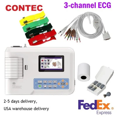 CONTEC ECG300G Digital 3 Channel 12 lead Electrocardiograph EKG Machine - Image 1 of 4
