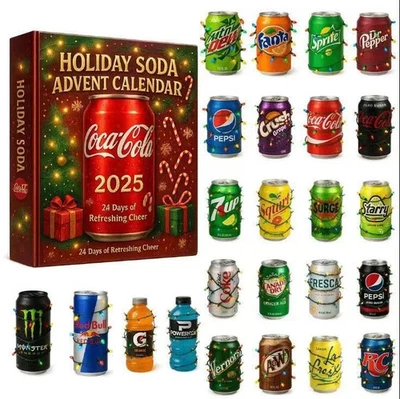 24 Days Christmas Soda Advent Calendar Countdown Calendar Surprise Xmas Decor - Bild 1 von 4