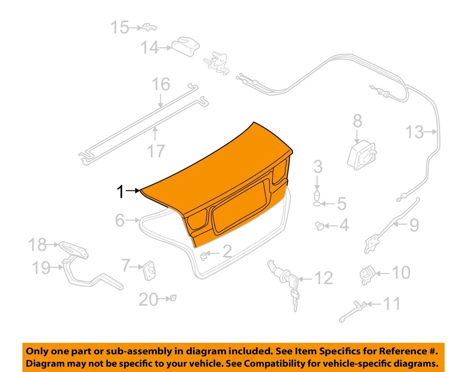Used Deck Lid fits: 2002 Subaru Legacy Sdn w/spoiler Grade A Foto 1 de 3