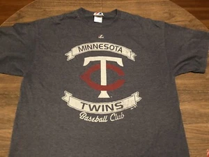 Minnesota Twins Faded Retro Style MLB Majestic XL Gray T Shirt - Picture 1 of 7