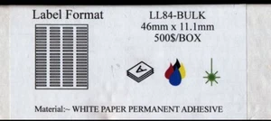 46mm x 11.1mm Self Adhesive Sticky Labels - 500 Sheets - 84 Per A4 Sheet LL84 - Picture 1 of 1