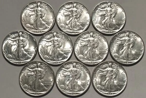 Lot (10) Better High Grade Walking Liberty Half Dollars 1934 1936 1939 Silver - Picture 1 of 8