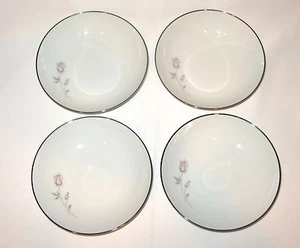 Noritake PASADENA Set of 4 Berry Bowls White/Pink/Taupe EXCELLENT - Picture 1 of 4