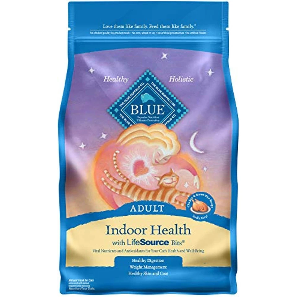 Comida seca natural para gatos adultos Blue Buffalo salud interior, pollo y arroz integral 7 lb Foto 1 de 1