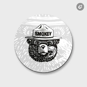 Smokey The Bear Animal | 4'' X 4'' Round Decorative Magnet - Picture 1 of 2